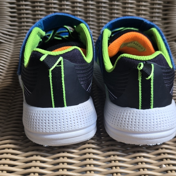 Skechers Kids Blue and Neon Green Sneakers - Picture 3 of 6